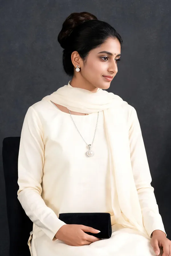 Silver_Tone_Pearl_Pendant_Necklace_Jewellery_Set_For_Women