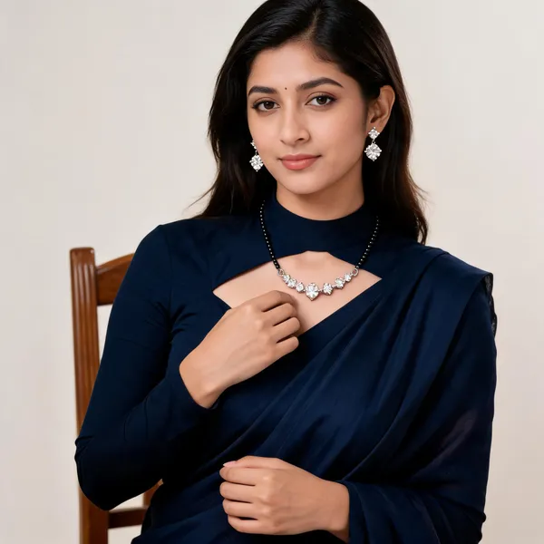 Silver_Tone_Crystal_Floral_Black_Beaded_Mangalsutra_Set_For_Women