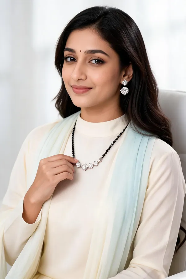 Silver_Tone_Crystal_Floral_Black_Beaded_Mangalsutra_Set_For_Women