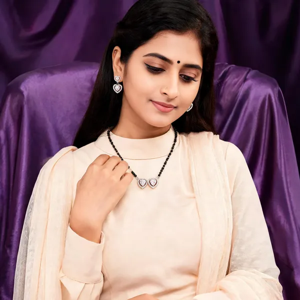 Silver_Tone_Heart_Pendant_Black_Beaded_Mangalsutra_Set_For_Women
