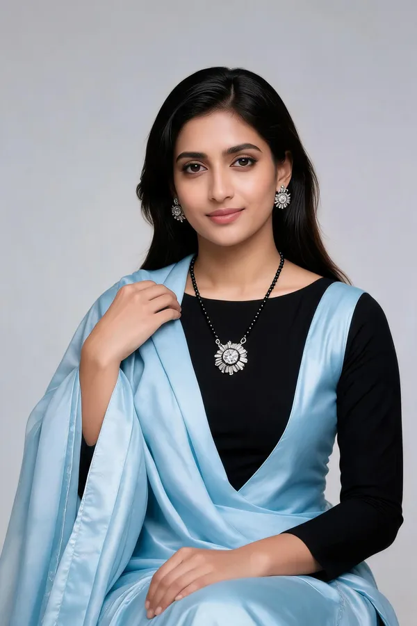 Silver_Tone_Floral_Stone_Black_Beaded_Mangalsutra_Set_For_Women