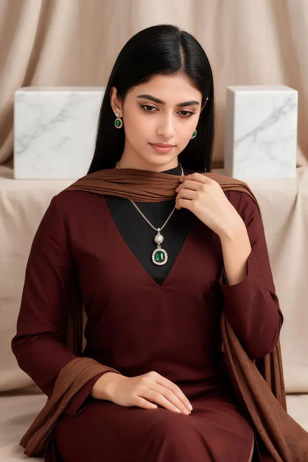 Rose_Gold_Tone_Green_Oval_Stone_Necklace_Jewellery_Set_For_Women