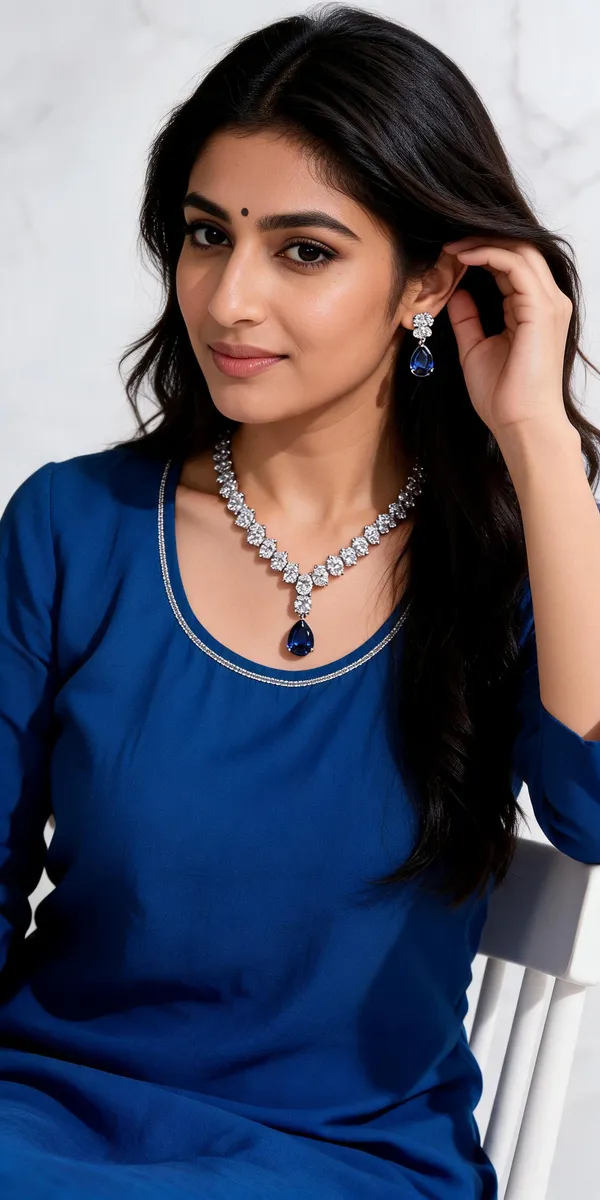 Silver_Tone_Blue_Stone_Necklace_And_Earrings_Set_For_Women