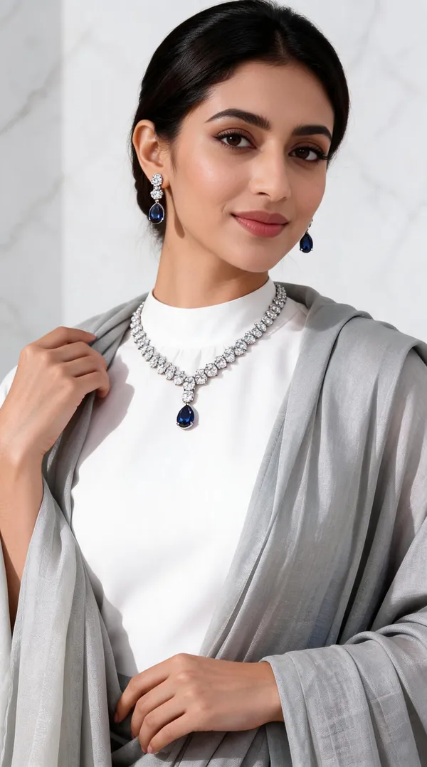 Silver_Tone_Blue_Stone_Necklace_And_Earrings_Set_For_Women