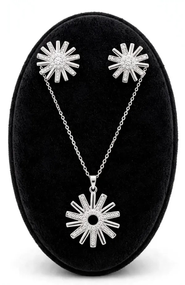 Silver_Tone_Sunburst_Floral_Stone_Necklace_Jewellery_Set_For_Women