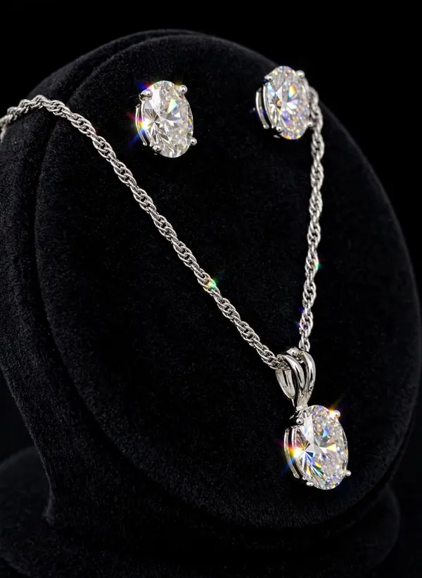 Silver_Tone_Oval_Crystal_Pendant_Jewellery_Set_For_Women