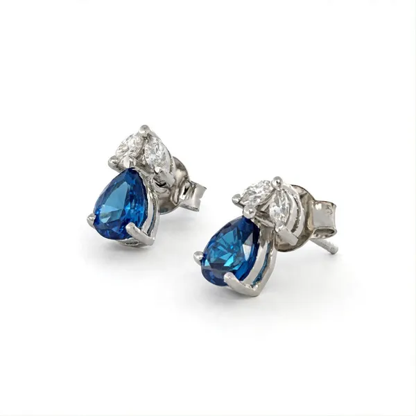 Blue_Teardrop_Gemstone_Silver_Tone_Stud_Earrings_For_Women