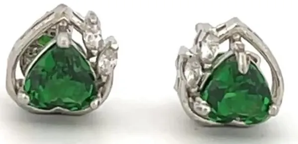 Silver_Tone_Green_Teardrop_Stone_Stud_Earrings_For_Women