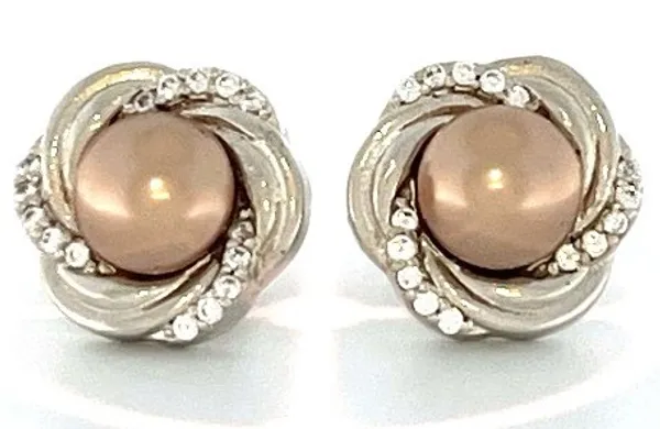 Silver_Tone_Pearl_Floral_Swirl_Stud_Earrings_For_Women