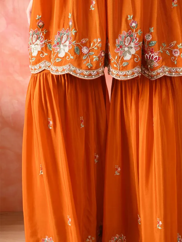 Women_Floral_Embroidered_Angrakha_Thread_Work_Pure_Silk_Kurta_with_Sharara_&_With_Dupatta