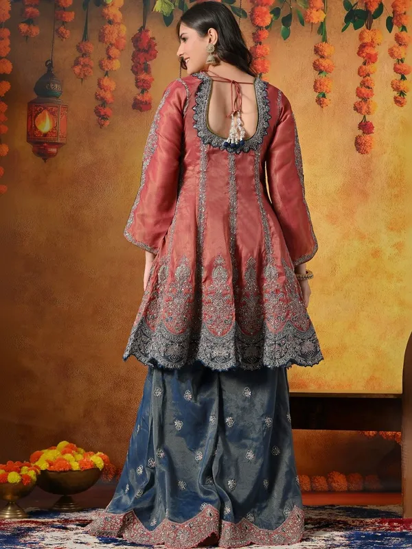 Women_Ethnic_Hand_Embroidered_Tiered_Thread_Work_Kurta_with_Sharara_&_With_Dupatta