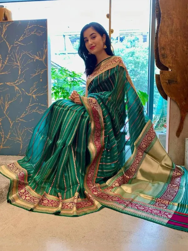 Turquoise_Blue_Cotton_Blend_Banarasi_Saree