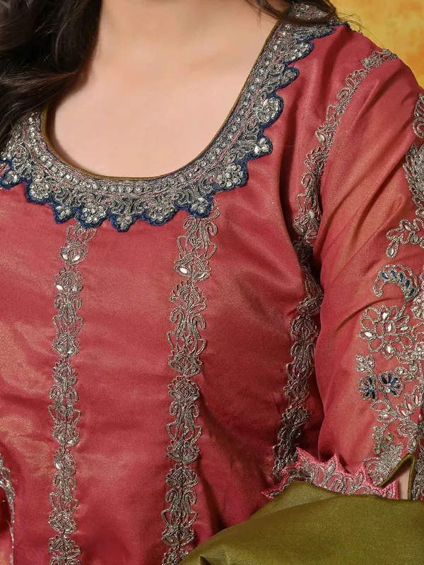 Women_Ethnic_Hand_Embroidered_Tiered_Thread_Work_Kurta_with_Sharara_&_With_Dupatta