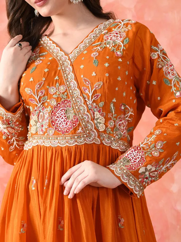 Women_Floral_Embroidered_Angrakha_Thread_Work_Pure_Silk_Kurta_with_Sharara_&_With_Dupatta