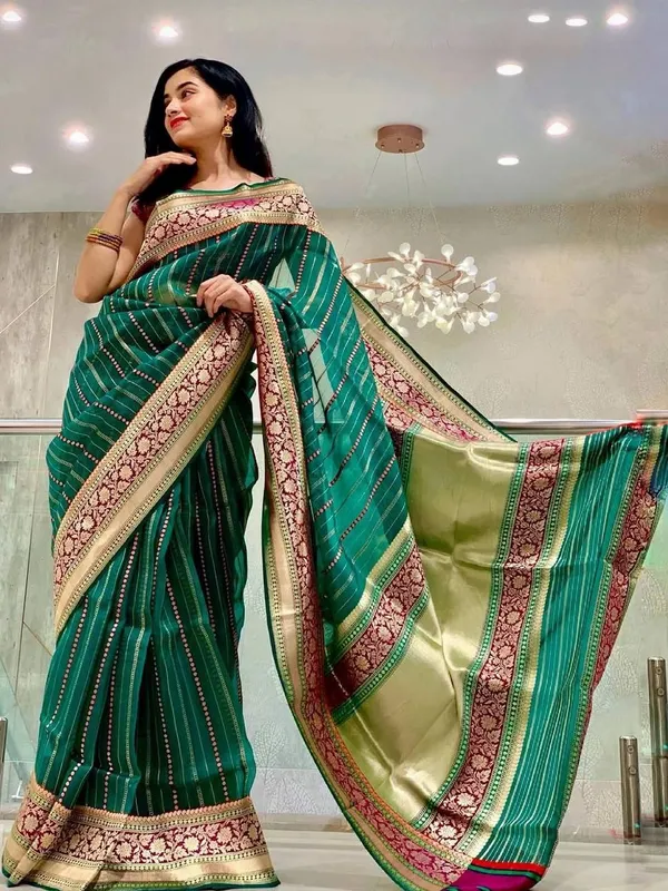 Turquoise_Blue_Cotton_Blend_Banarasi_Saree