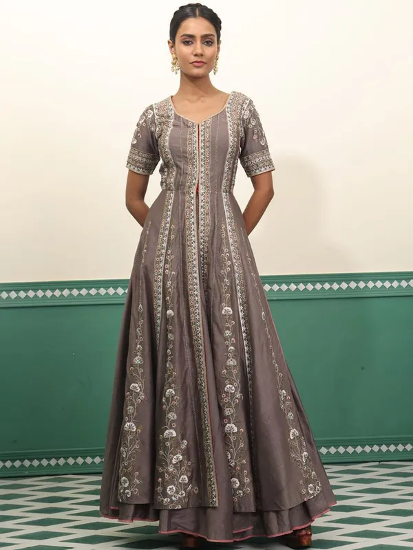 Floral_Embroidered_Cotton_Silk_Front_Open_Maxi_Ethnic_Dress