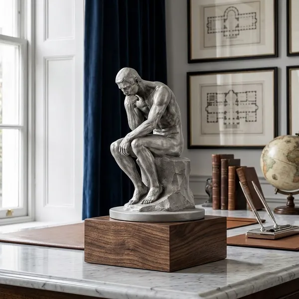 The_Thinker_Inspired_Sculpture_Premium_Classic_Art_Decor_For_Home_Amp_Office_Silver