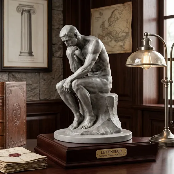 The_Thinker_Inspired_Sculpture_Premium_Classic_Art_Decor_For_Home_Amp_Office_Silver