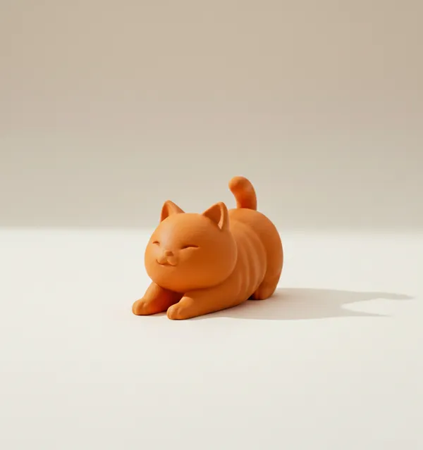 Zen_Stretch_Feline_Sculpture_Minimalist_Home_Decor_Orange