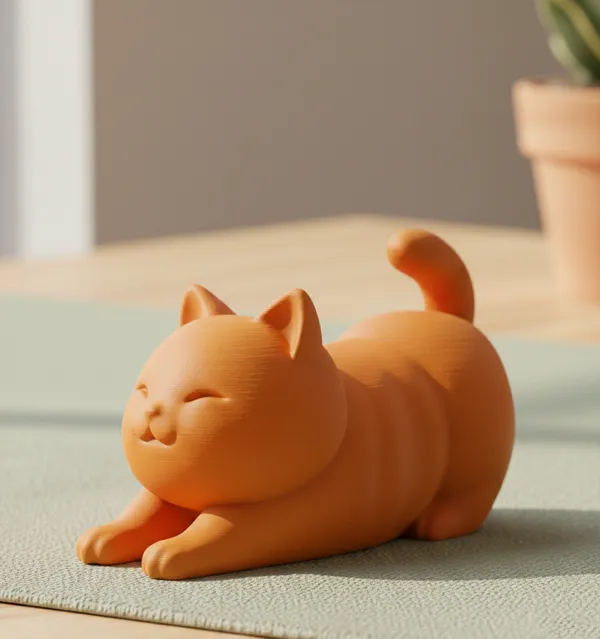 Zen_Stretch_Feline_Sculpture_Minimalist_Home_Decor_Orange