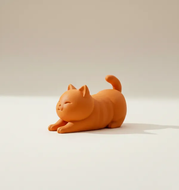 Zen_Stretch_Feline_Sculpture_Minimalist_Home_Decor_Orange