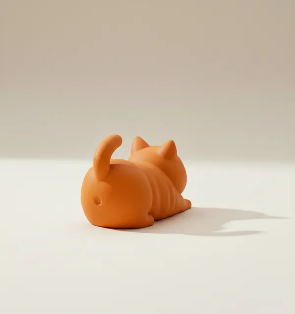 Zen_Stretch_Feline_Sculpture_Minimalist_Home_Decor_Orange