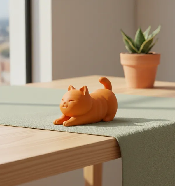 Zen_Stretch_Feline_Sculpture_Minimalist_Home_Decor_Orange