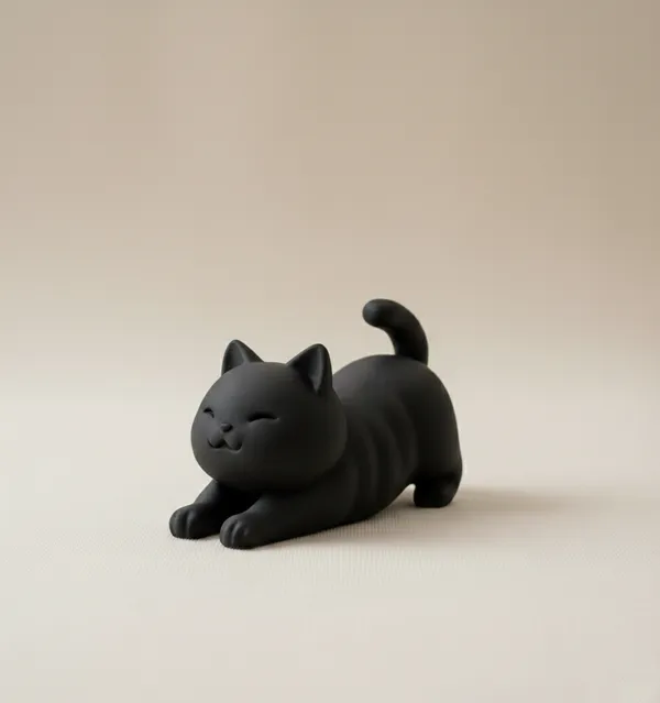 Zen_Stretch_Feline_Sculpture_Minimalist_Home_Decor_Black