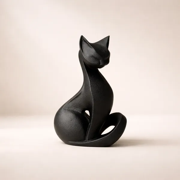 Modern_Cat_Figurine_Minimalist_Cat_Statue_Home_Decor_Black