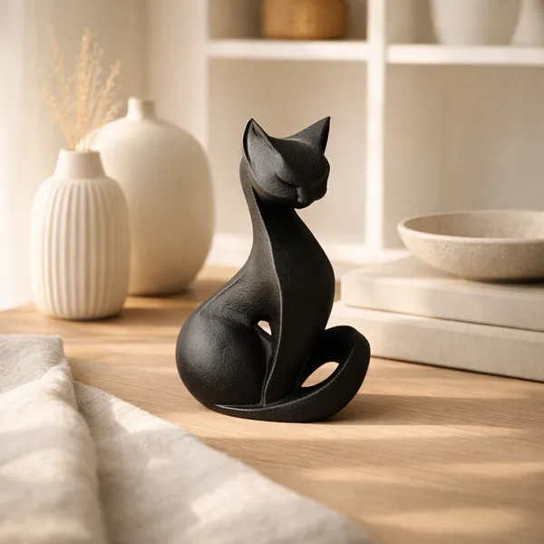 Modern_Cat_Figurine_Minimalist_Cat_Statue_Home_Decor_Black