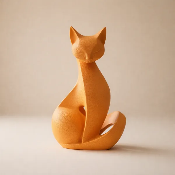 Modern_Cat_Figurine_Minimalist_Cat_Statue_Home_Decor_Orange