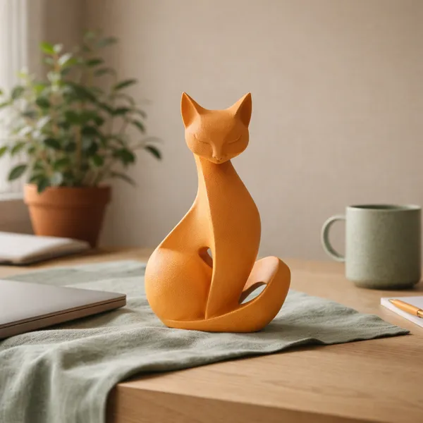 Modern_Cat_Figurine_Minimalist_Cat_Statue_Home_Decor_Orange