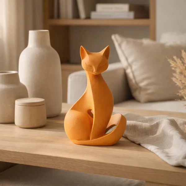 Modern_Cat_Figurine_Minimalist_Cat_Statue_Home_Decor_Orange