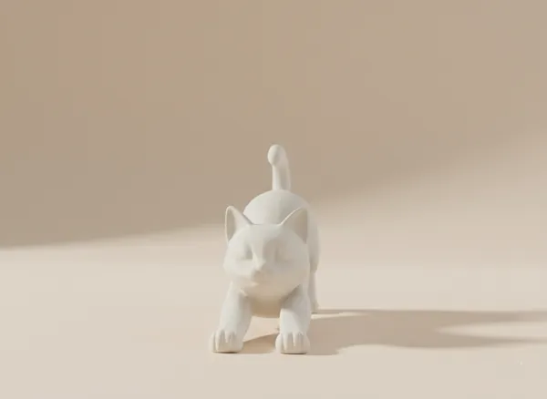 The_Stretching_Zen_Cat_Modern_Minimalist_Sculpture_White