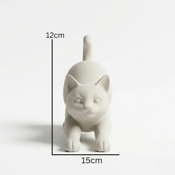 The_Stretching_Zen_Cat_Modern_Minimalist_Sculpture_White