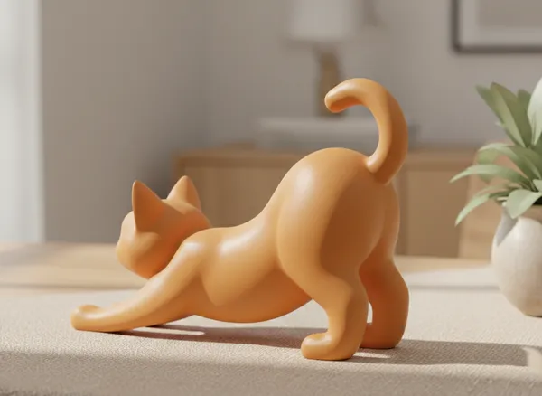 The_Stretching_Zen_Cat_Modern_Minimalist_Sculpture_White