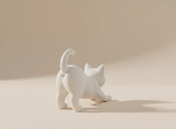 The_Stretching_Zen_Cat_Modern_Minimalist_Sculpture_White