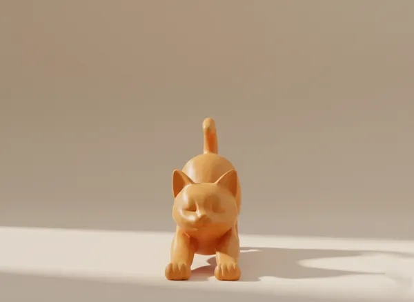 The_Stretching_Zen_Cat_Modern_Minimalist_Sculpture_Orange