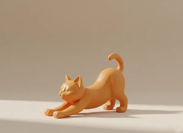 The_Stretching_Zen_Cat_Modern_Minimalist_Sculpture_Orange