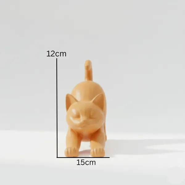 The_Stretching_Zen_Cat_Modern_Minimalist_Sculpture_Orange