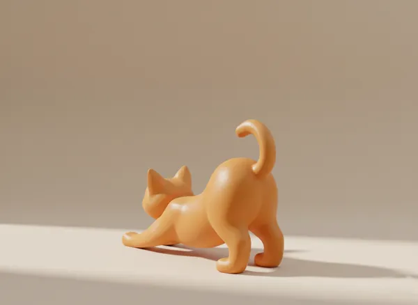The_Stretching_Zen_Cat_Modern_Minimalist_Sculpture_Orange