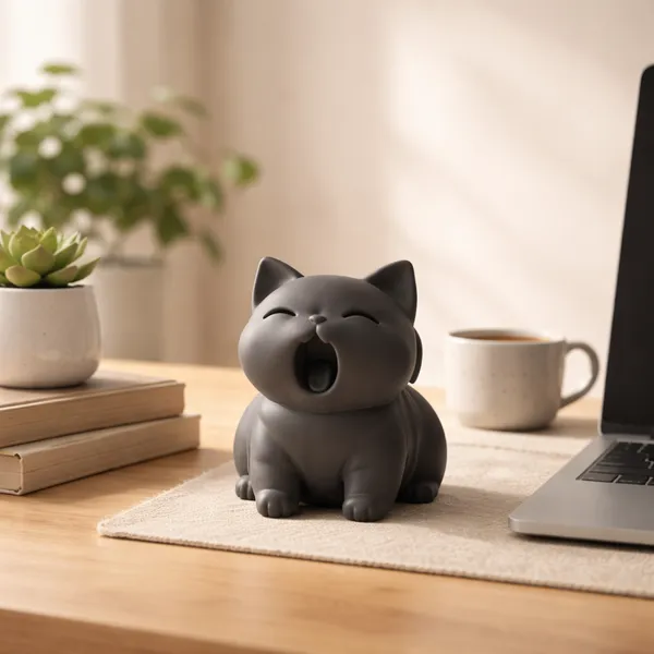 Minimalist_Yawning_Cat_Figurine_Black