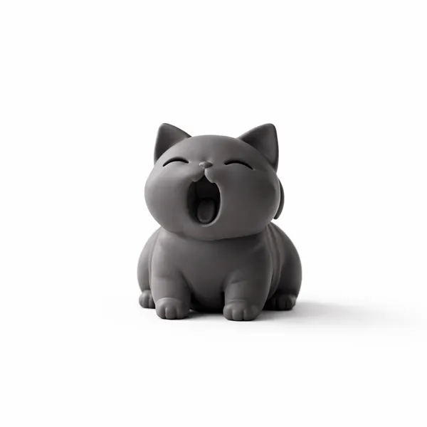 Minimalist_Yawning_Cat_Figurine_Black