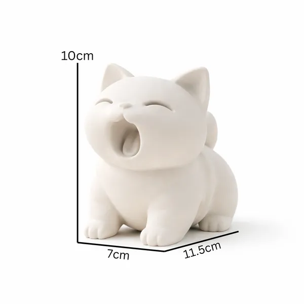 Minimalist_Yawning_Cat_Figurine_White