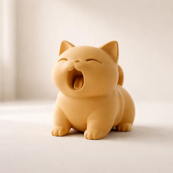 Minimalist_Yawning_Cat_Figurine_Orange