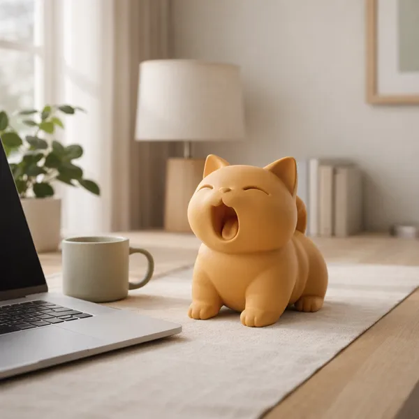 Minimalist_Yawning_Cat_Figurine_Orange