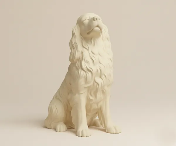 Elegant_Spaniel_Dog_Figurine_White