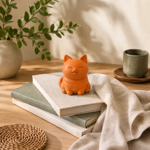 Minimalist_Smiling_Cat_Figurine_Modern_Home_Decor_Accent_Orange