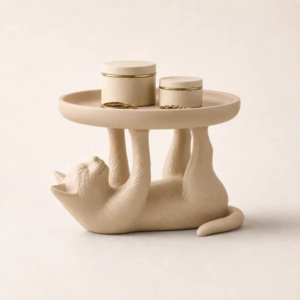 Cat_Jewellery_Key_Holder_Minimalist_Decorative_Tray_Beige