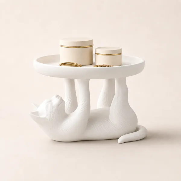 Cat_Jewellery_Key_Holder_Minimalist_Decorative_Tray_White